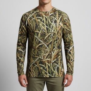 Bassdash Men's Performance Camouflage Long Sleeve Shirt UPF 50+ Size Large